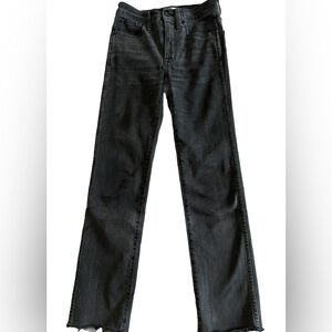 MADEWELL STOVEPIPE Faded Black Gray Crop Denim Jeans Frayed Hem  Size 23 26x26
